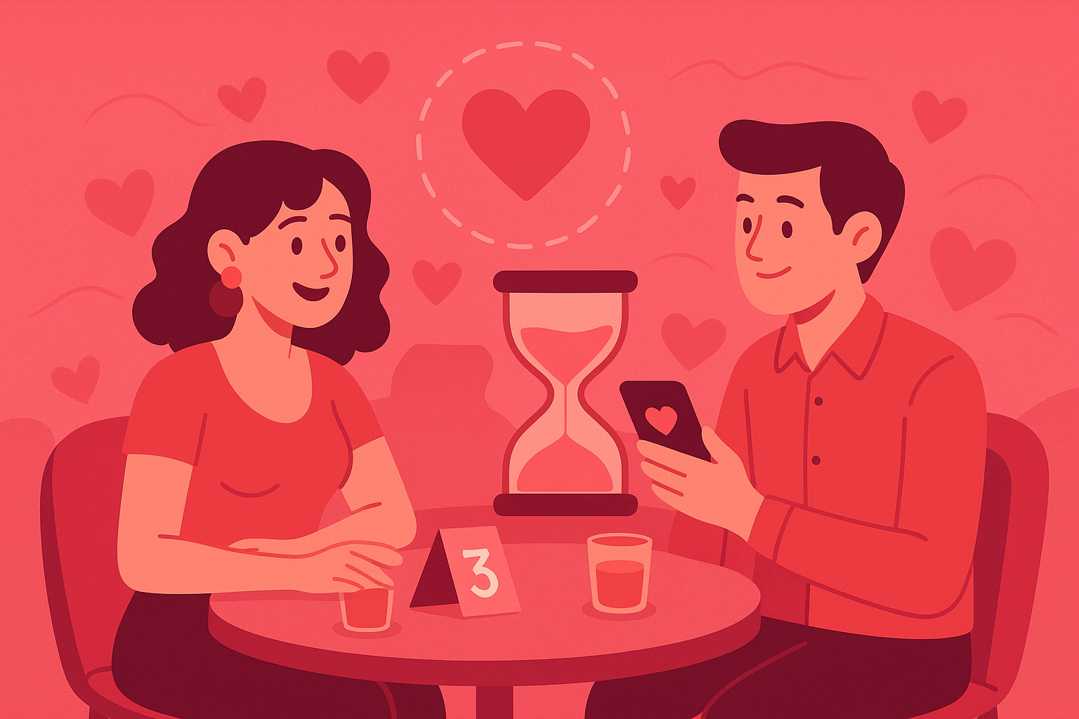 Speed dating illustration with people connecting